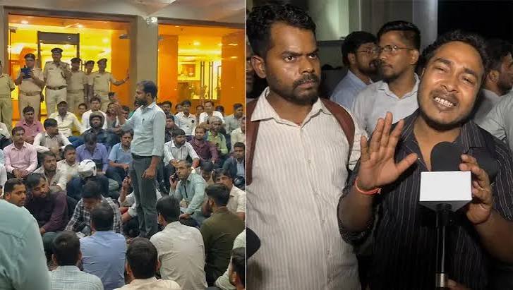 JSSC-CGL: परीक्षा रद्द होने के बाद नियुक्त अभ्यर्थियों का प्रोजेक्ट भवन में धरना, बोले- जांच करिए लेकिन हमारे साथ अन्याय मत करिए