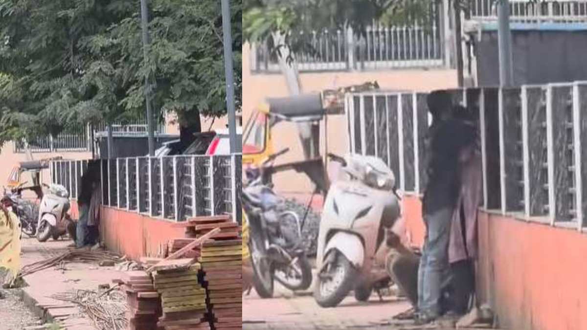 रेलवे स्टेशन के बाहर प्रेमी जोड़े का हाई-वोल्टेज ड्रामा, खुलेआम KISS करते वीडियो वायरल