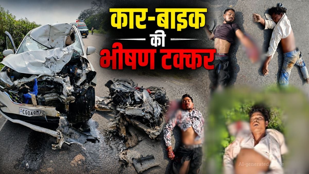 CG Accident News: कार और बाइक में जोरदार भिड़ंत, 2 की मौके पर मौत, 3 गंभीर रूप से घायल