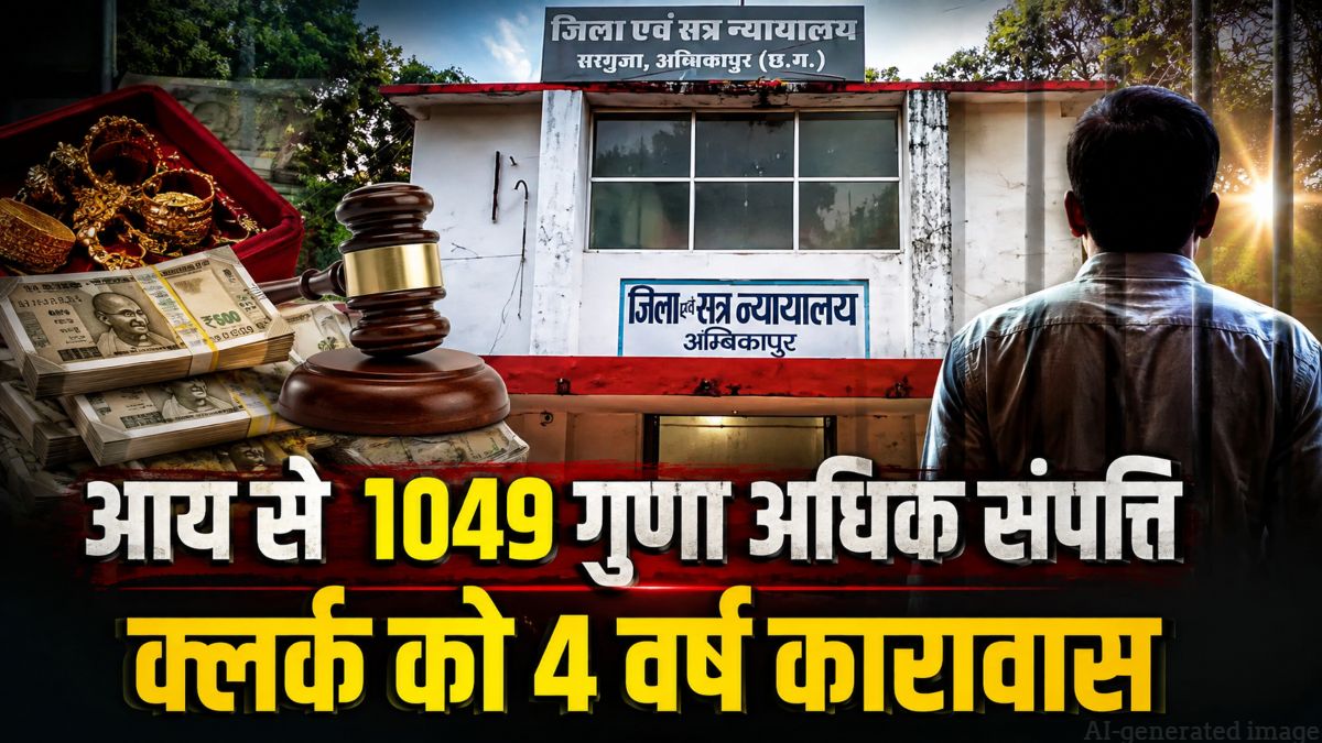 आय से 1049 गुना अधिक संपत्ति मामला, कोर्ट ने कलेक्ट्रेट में पदस्थ रहे क्लर्क को सुनाई 4 साल की सजा