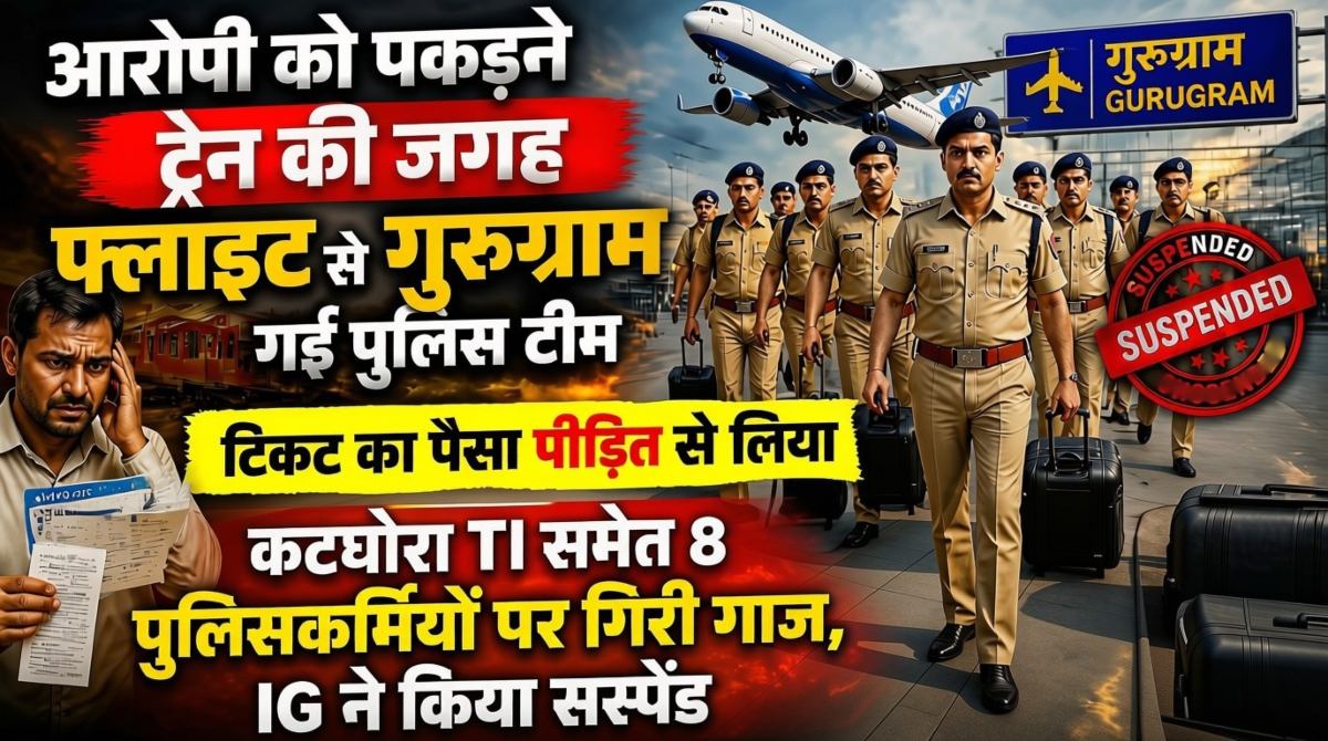 आरोपी को पकड़ने ट्रेन की जगह फ्लाइट से गुरुग्राम गई पुलिस टीम, टिकट का पैसा पीड़ित से लिया, कटघोरा TI समेत 8 पुलिसकर्मियों पर गिरी गाज, IG ने किया सस्पेंड