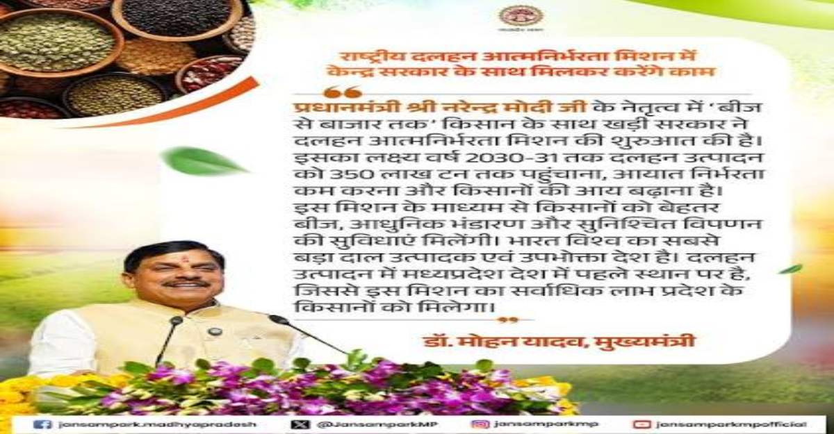 एमपी में दलहन आत्मनिर्भरता मिशन: 16 सदस्यीय राज्य संचालन समिति गठित, कृषि उत्पादन आयुक्त बने अध्यक्ष