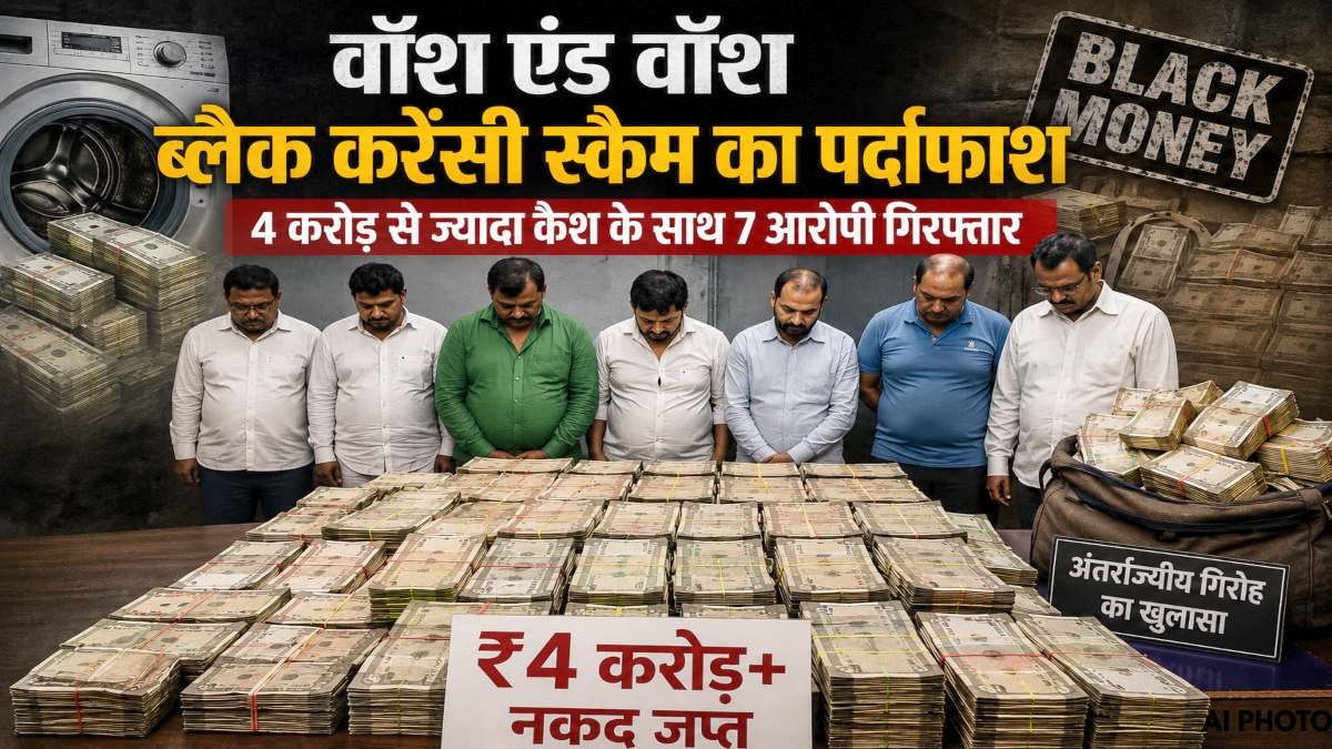 वॉश एंड वॉश ब्लैक करेंसी स्कैम का पर्दाफाश : 4 करोड़ से ज्यादा कैश के साथ अंतरराज्यीय गिरोह के 7 आरोपी गिरफ्तार, जानिए कैसे लोगों को बनाते थे ठगी के शिकार