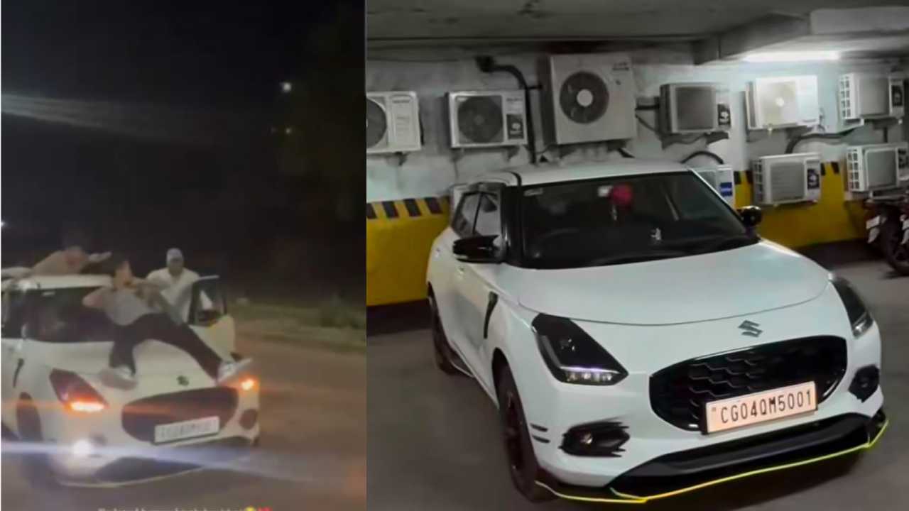 तेज रफ्तार कार पर युवकों का खतरनाक स्टंट, वायरल वीडियो पर अब तक कार्रवाई नहीं