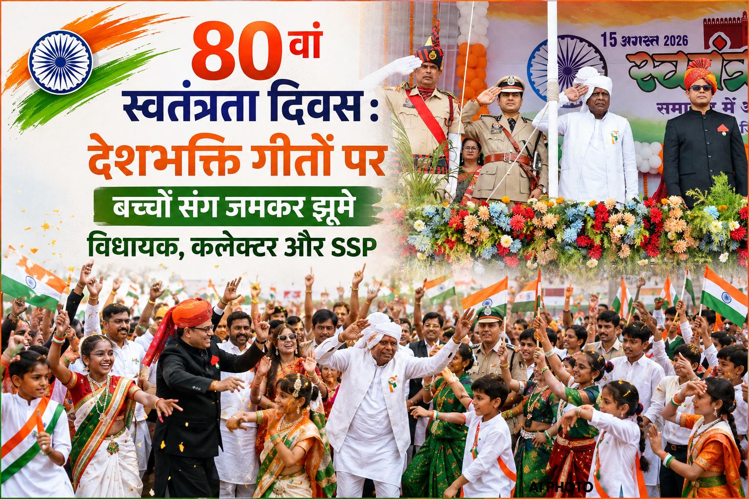 80वां स्वतंत्रता दिवस : देशभक्ति गीतों पर बच्चों संग जमकर झूमे विधायक, कलेक्टर और SSP, भारत माता के जयकारों से गूंजा स्टेडियम