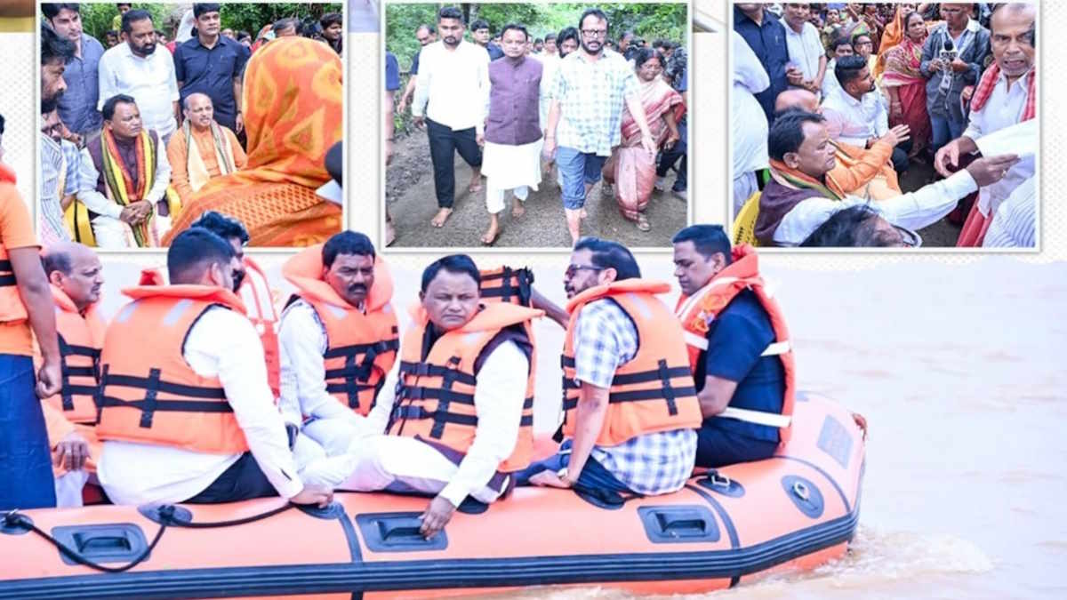याजपुर के दशरथपुर में बाढ़ की स्थिति गंभीर: मुख्यमंत्री मोहन माझी ने नाव से किया प्रभावित इलाकों का दौरा
