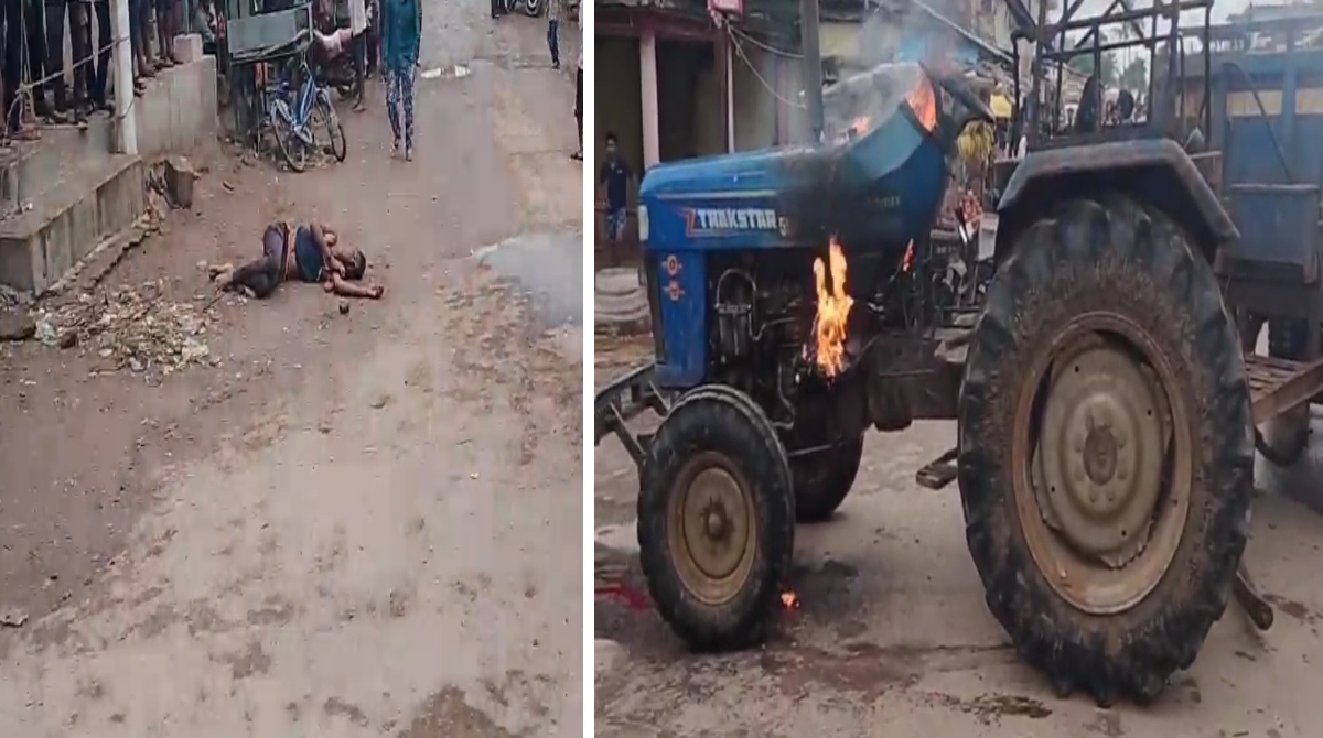 दर्दनाक हादसे में मासूम की मौत: नाराज ग्रामीणों ने ट्रैक्टर  को फूंककर चालक को पीटा, फिर किया चक्काजाम