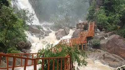 झारखंड के सबसे ऊंचे लोध फॉल ने लिया रौद्र रूप, पर्यटकों की सुरक्षा के लिए लकड़ी के पुल पर एंट्री बैन,उल्लंघन पर 1000 जुर्माना