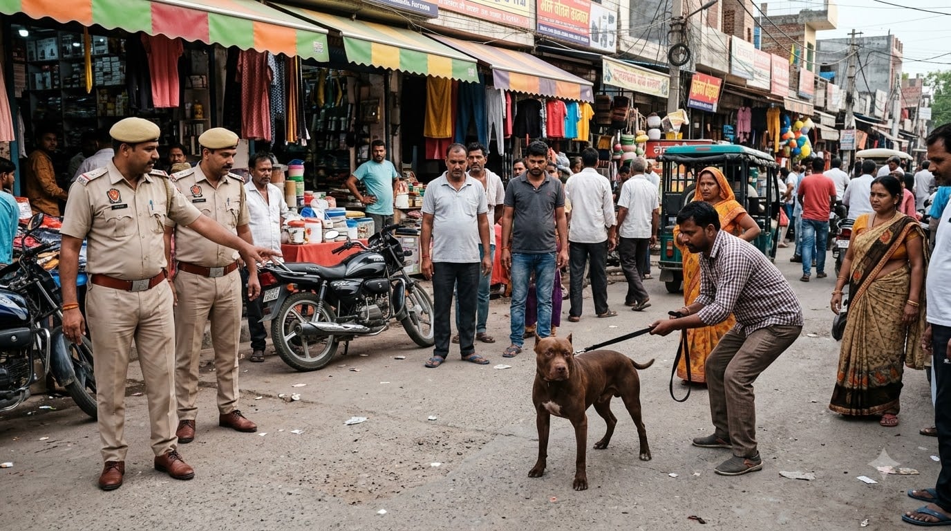 50 मिनट तक बाजार में घूमता रहा पिटबुल, 3 लोगों को काटा; CCTV में कैद हमला