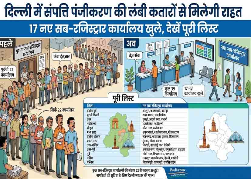दिल्ली में प्रॉपर्टी रजिस्ट्रेशन की लंबी कतारों से मिलेगी राहत, 17 नए सब-रजिस्ट्रार ऑफिस खुले