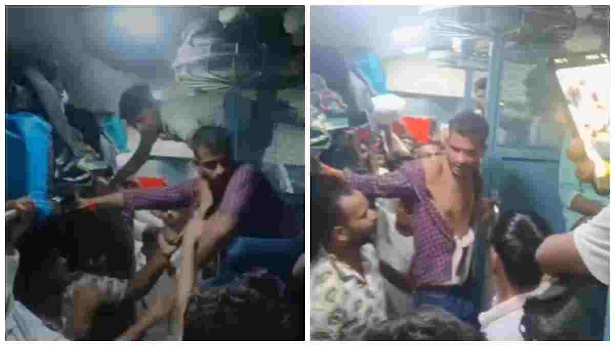 ट्रेन में सीट के लिए चले लात-घूंसे: यूपी संपर्क क्रांति एक्सप्रेस का Video वायरल, सांस लेने की भी जगह नहीं!