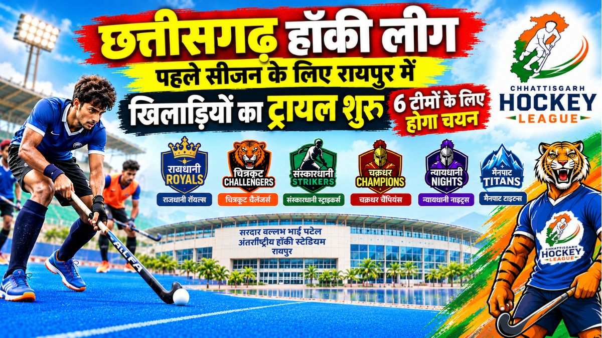 छत्तीसगढ़ हॉकी लीग के पहले सीजन के लिए रायपुर में ट्रायल शुरू, 6 टीमों के लिए 108 खिलाड़ियों का होगा चयन