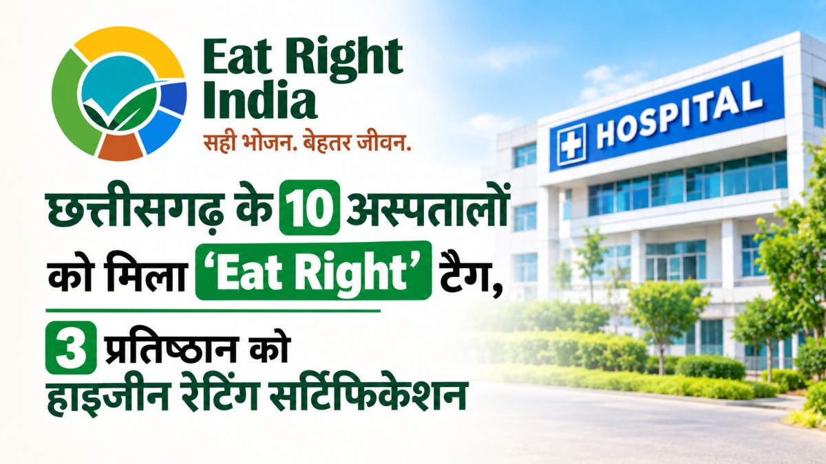 छत्तीसगढ़ के 10 अस्पतालों को मिला ‘Eat Right’ टैग, 3 प्रतिष्ठान को हाइजीन रेटिंग सर्टिफिकेशन 