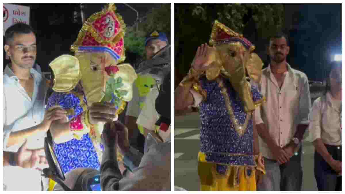 इंदौर पुलिस का अनोखा अंदाज: सड़क सुरक्षा का संदेश देने सड़क पर उतरे ‘विघ्नहर्ता गणेश’, नियम मानने वालों को मिला आशीर्वाद  