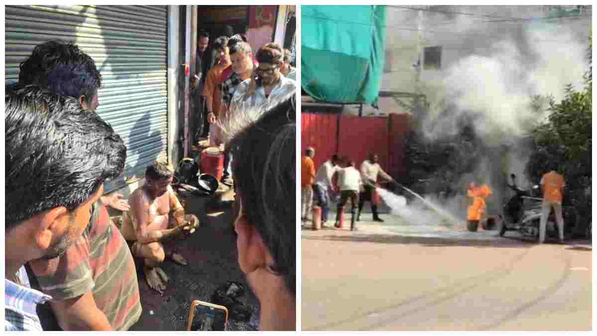 ग्वालियर में बड़ा हादसा टला: पेट्रोल पंप पर स्कूटर में लगी भीषण आग, चालक झुलसा