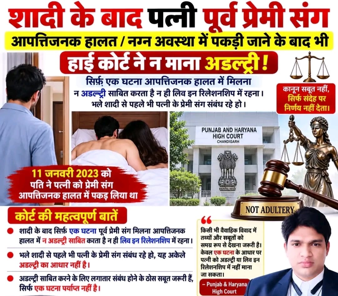‘पूर्व प्रेमी संग आपत्तिजनक हालत में मिली पत्नी, फिर भी अडल्ट्री नहीं!’ पंजाब-हरियाणा हाईकोर्ट का बड़ा फैसला