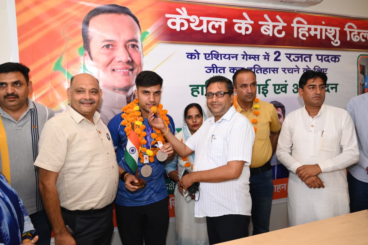 एशियन गेम्स में दो सिल्वर जीतने वाले हिमांशु ढिल्लों का भव्य सम्मान, बोले- नवीन जिन्दल ने दिखाई सफलता की राह