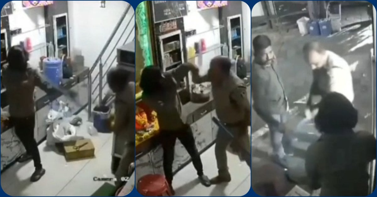 खाकी की गुंडागर्दी: ASI और ड्राइवर ने दुकानदार को लाठियों से पीटा, हफ्ता वसूली का आरोप, CCTV वीडियो वायरल