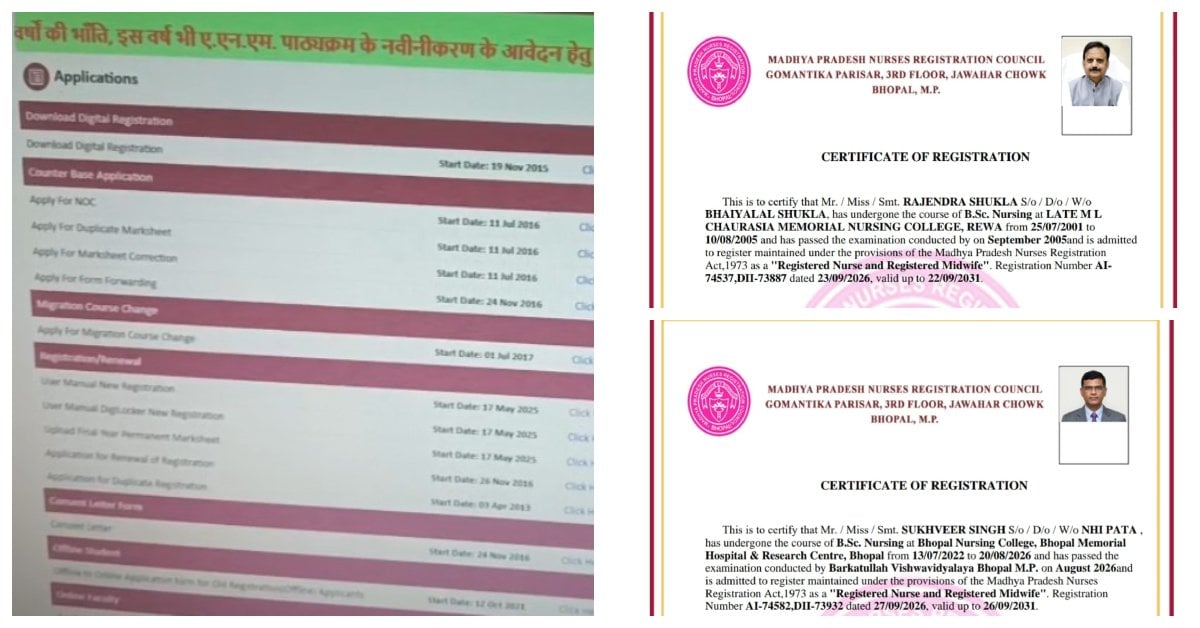 नर्सिंग रजिस्ट्रेशन में फर्जीवाड़ा: फर्जी दस्तावेज लगाकर बनवाओ सर्टिफिकेट; स्वास्थ्य मंत्री और PS के नाम से भी जनरेट हुआ नंबर!