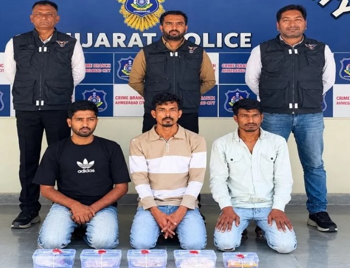 अहमदाबाद में 4.50 करोड़ की एमडी ड्रग्स जब्त, मंदसौर के 3 आरोपी गिरफ्तार