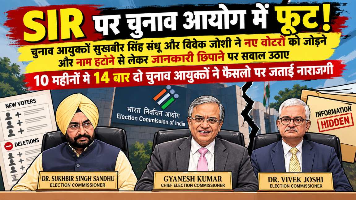 SIR पर चुनाव आयोग में फूट! 10 महीने में 14 बार दो चुनाव आयुक्तों ने फैसलों पर जताई नाराजगी, जानकारी के बिना निर्णय लेने का लगाया आरोप