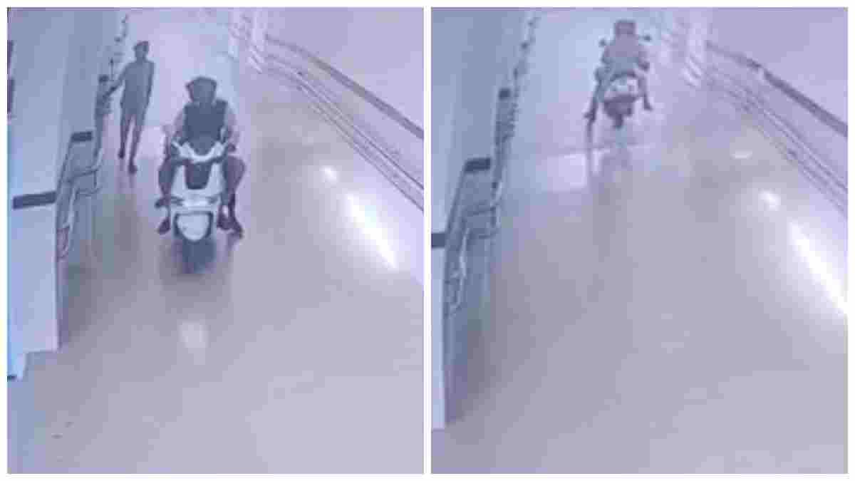 सरकारी अस्पताल में बीजेपी नेता की दबंगई! गार्ड के मना करने पर भी रैंप पर दौड़ाई ई-बाइक, CCTV में कैद हुई करतूत