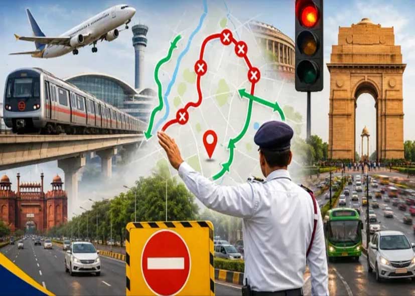 Delhi Traffic Alert: BRICS रिहर्सल के चलते 22 जगह डायवर्जन, 35+ सड़कों पर असर; ट्रैफिक पुलिस ने जारी की एडवाइजरी