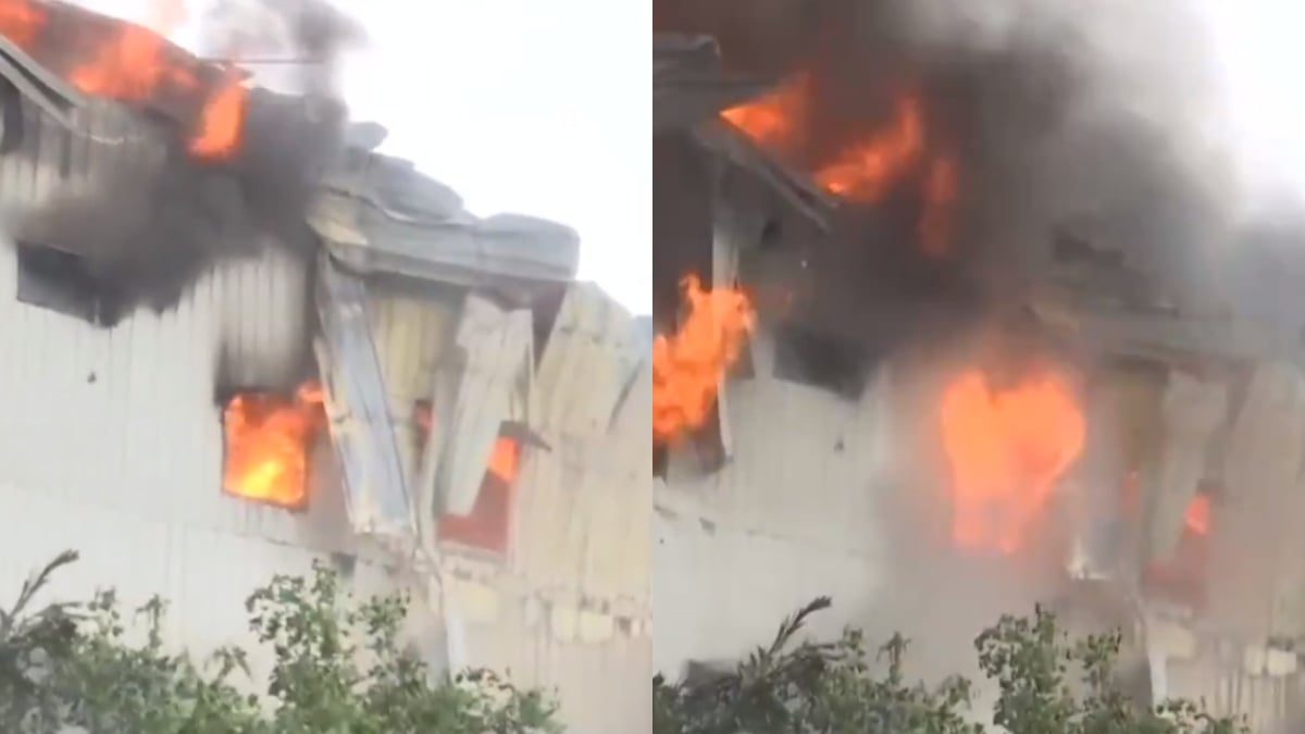 मुरादाबाद की आरएच इंटरनेशनल फैक्ट्री में भीषण आग, 2 KM दूर तक दिखा धुएं का गुबार