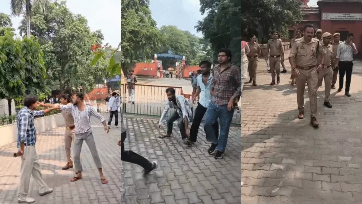 मेरठ कॉलेज में छात्रों के दो गुट भिड़े, पुलिस के सामने बेल्ट से मारपीट; 6 हिरासत में