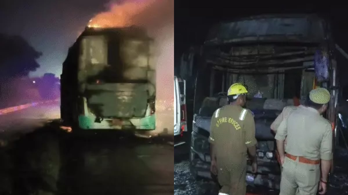 यमुना एक्सप्रेसवे पर जिंदा जले 9 यात्री, स्लीपर AC बस में भीषण आग; खिड़की से कूदकर कई ने बचाई जान