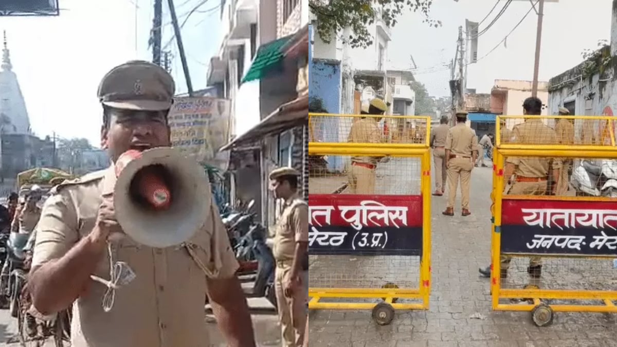 मेरठ में मस्जिद के सामने हनुमान चालीसा के ऐलान के बाद हड़कंप, केसरगंज मंडी में फोर्स तैनात