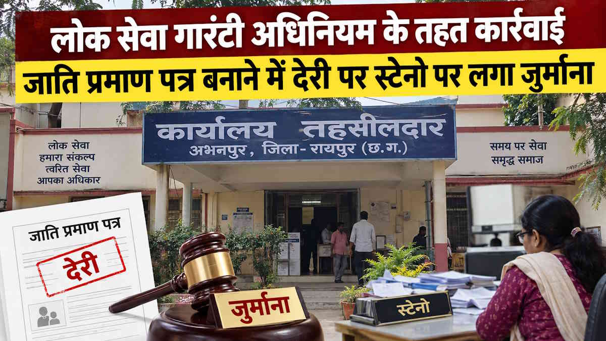 लोक सेवा गारंटी अधिनियम के तहत कार्रवाई, जाति प्रमाण पत्र बनाने में देरी पर स्टेनो पर लगा जुर्माना…
