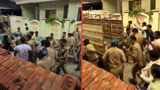 गोरखपुर में आग बुझने के बाद गोदाम से मिला मजदूर का कंकाल, आक्रोशित परिजनों पर पुलिस का लाठीचार्ज