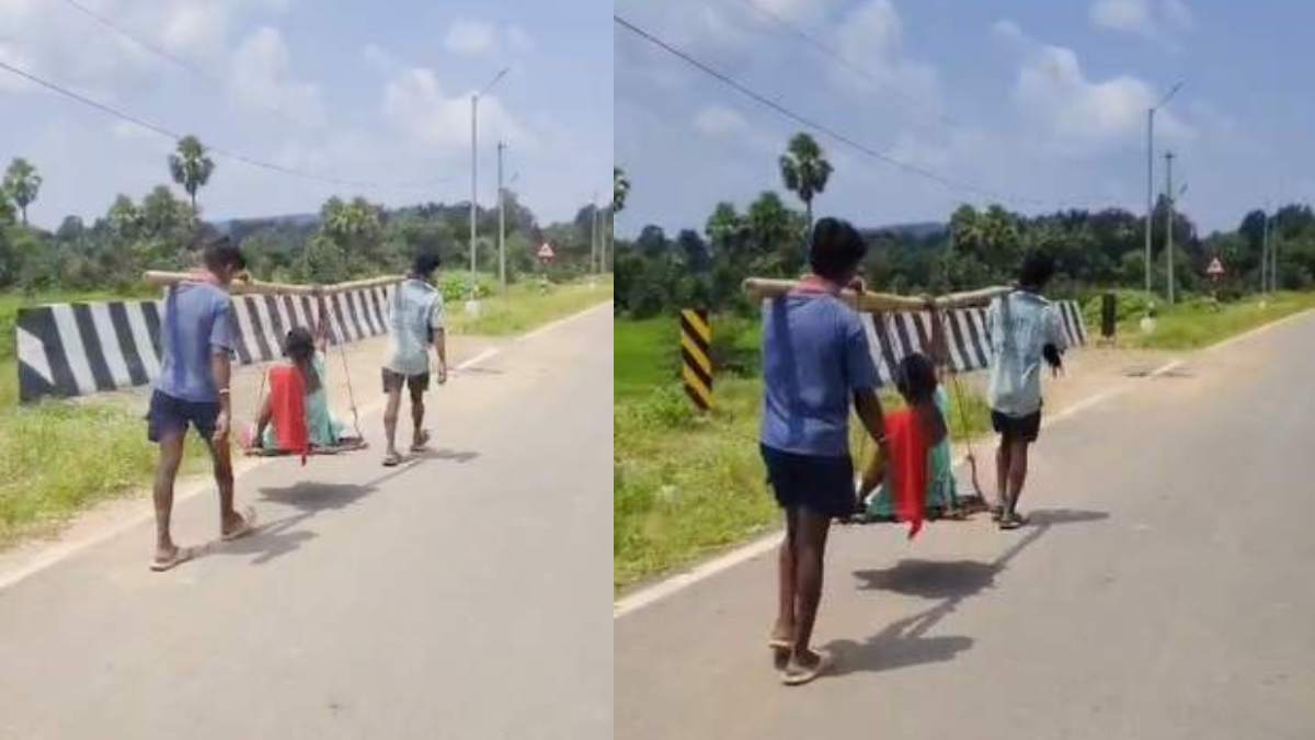 स्वास्थ्य सुविधाओं की खुली पोल : वाहन नहीं मिला तो मरीज को खाट पर ढोकर पहुंचाया अस्पताल, देखें VIDEO