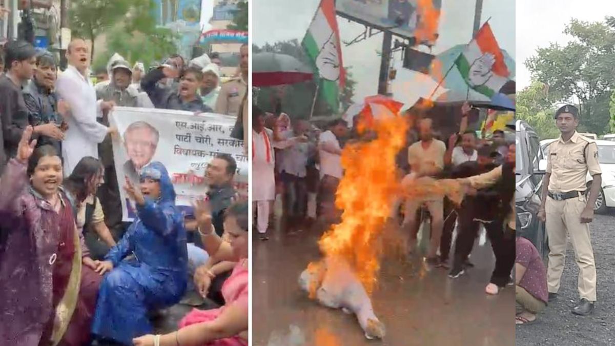 मुख्य चुनाव आयुक्त पर कार्रवाई की मांग : निर्वाचन कार्यालय घेरने निकले कांग्रेसी, बैरिकेड तोड़कर आगे बढ़े, पुलिस से हुई झूमाझटकी