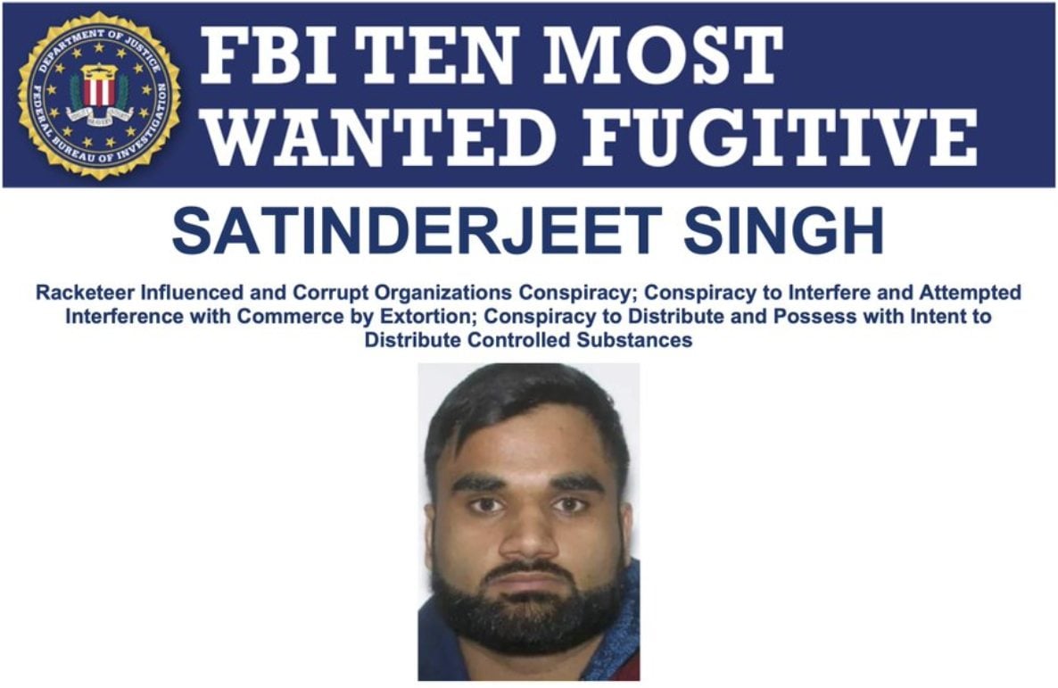 FBI की टॉप 10 मोस्ट वांटेंड लिस्ट में गैंगस्टर गोल्डी बराड़ शामिल, ₹10 करोड़ का इनाम घोषित