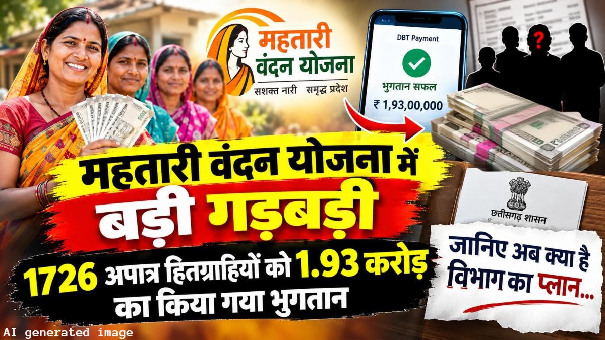 महतारी वंदन योजना में बड़ी गड़बड़ी: 1726 अपात्र हितग्राहियों को 1.93 करोड़ का किया गया भुगतान, जानिए अब क्या है विभाग का प्लान…