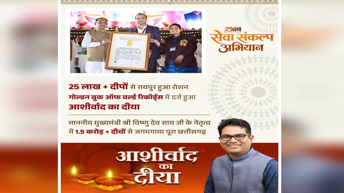 ‘आशीर्वाद का दीया’ गोल्डन बुक ऑफ वर्ल्ड रिकॉर्ड्स में हुआ दर्ज, मंत्री ओ.पी. चौधरी ने जनभागीदारी को बताया अभूतपूर्व