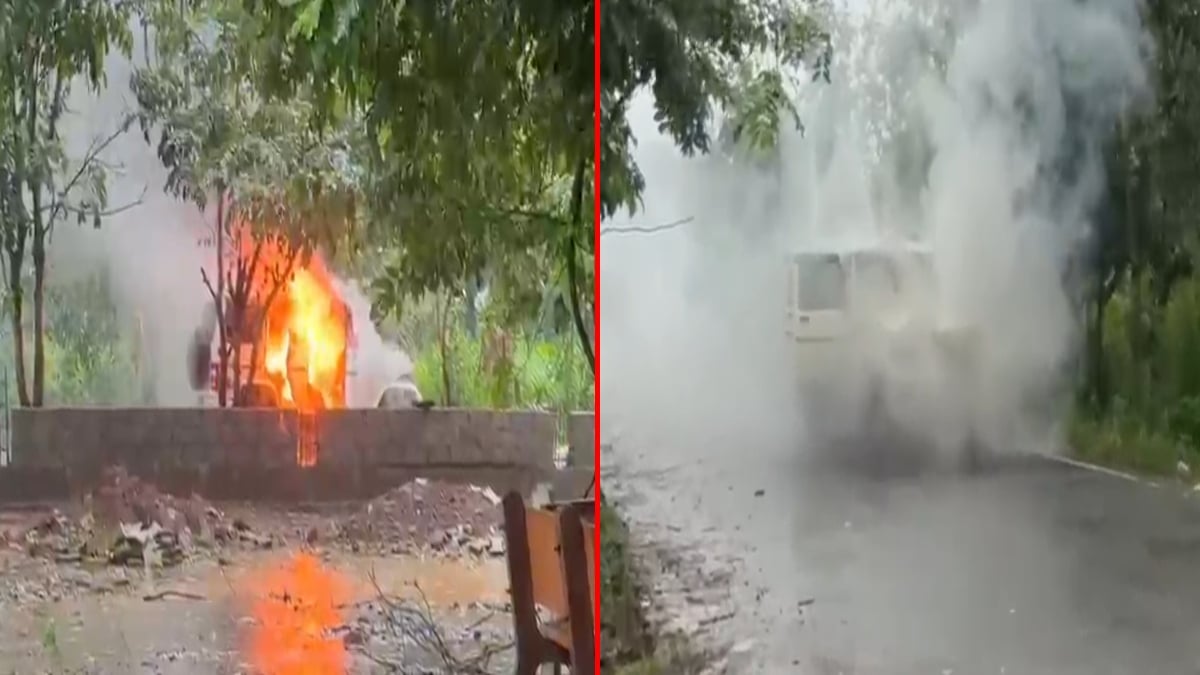 बड़ा हादसा टला! पुलिस वाहन में लगी भीषण आग, जवानों ने कूदकर बचाई जान