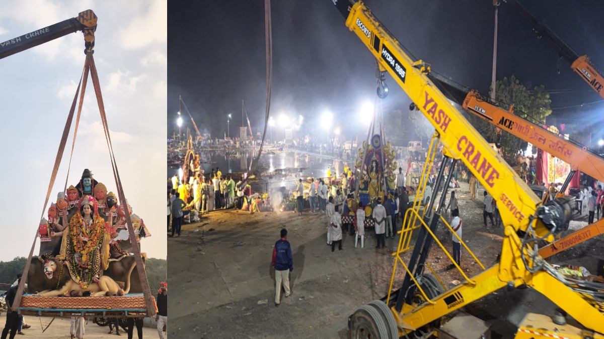 महादेवघाट विसर्जन कुंड में दुर्गा माता की 790 मूर्तियों का विसर्जन, खारून नदी में प्रतिबंध, पर्यावरण संरक्षण को लेकर नगर निगम अलर्ट