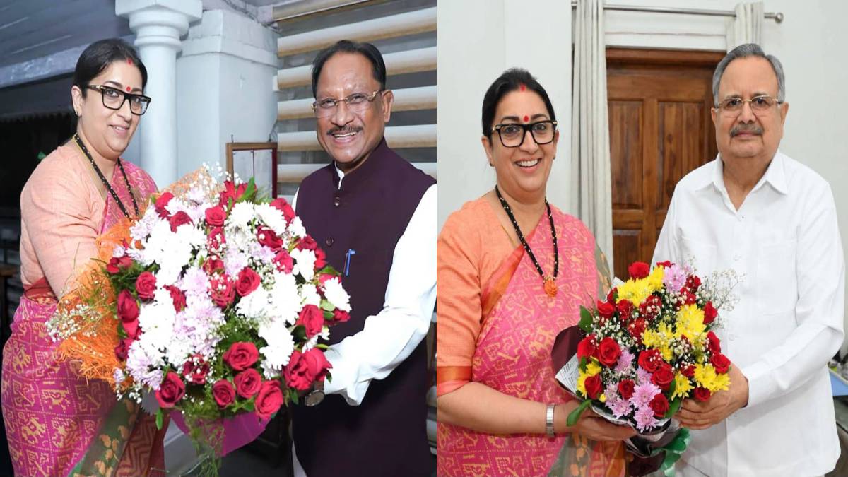 भाजपा प्रदेश प्रभारी स्मृति ईरानी ने CM साय और विधानसभा अध्यक्ष डॉ. रमन सिंह से की मुलाकात, महत्वपूर्ण विषयों पर हुई चर्चा