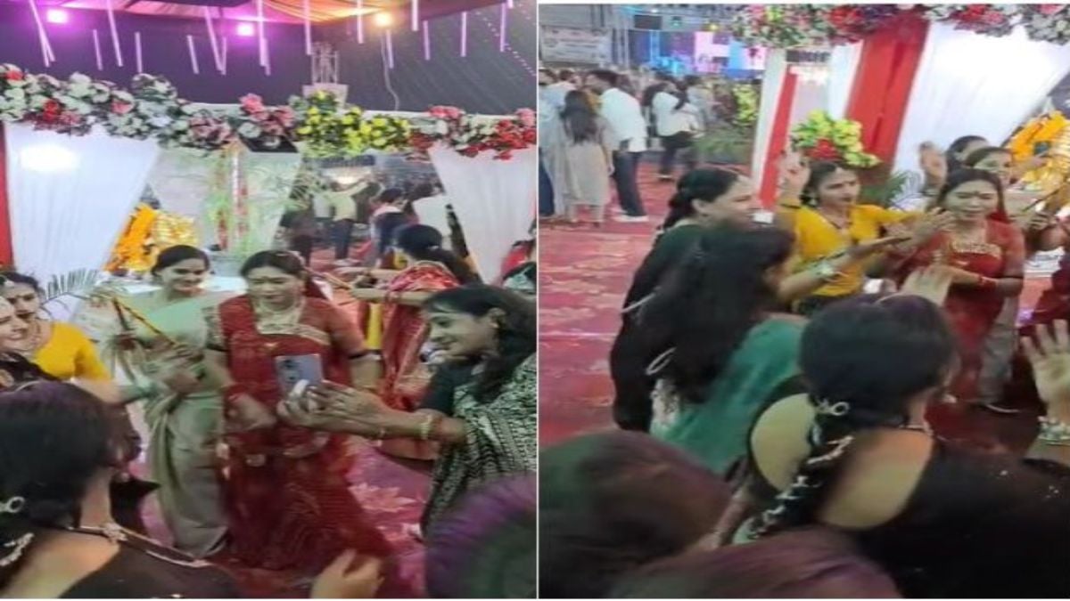 गरबा के रंग में रंगीं राज्य मंत्री राधा सिंह: ‘मेरी गाड़ी, मेरा बंगला’ गाने पर जमकर झूमीं, स्टेडियम में लूट ली महफिल