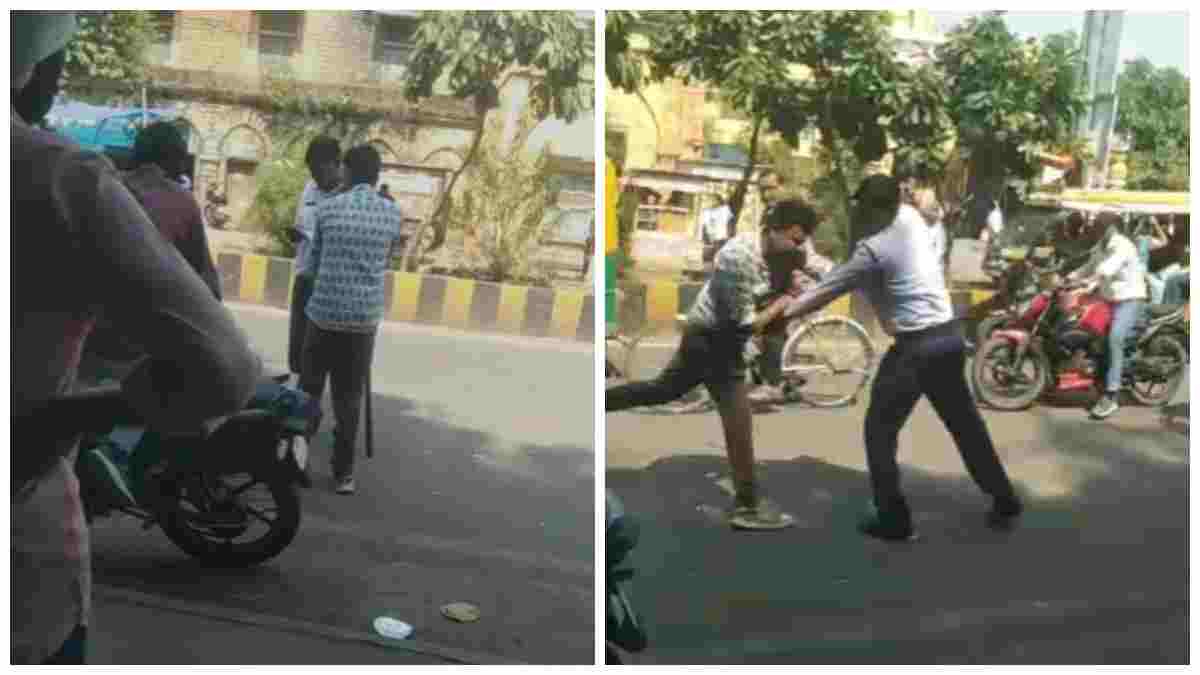 ग्वालियर में बीच सड़क पर हाईवोल्टेज ड्रामा: ड्यूटी पर तैनात ट्रैफिक पुलिसकर्मी और युवक आपस में भिड़े; जमकर चले लात-घूंसे, वीडियो वायरल