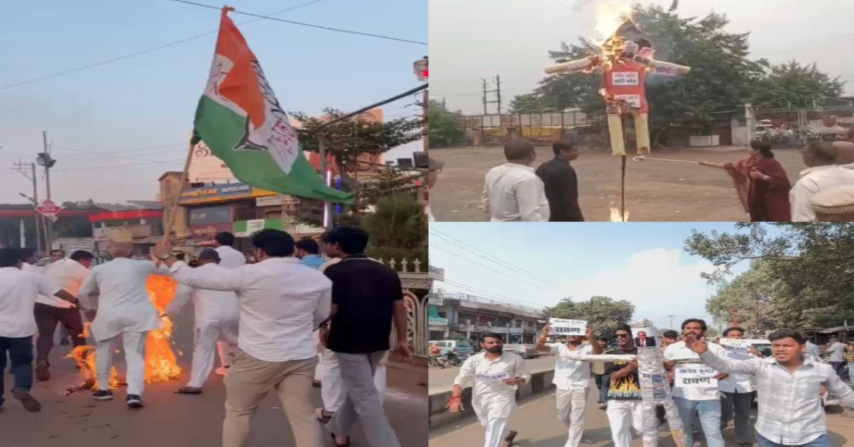 MP में कांग्रेस ने फूंका ‘ज्ञानेश कुमार रूपी रावण’ का पुतला: मतदाता सूची में गड़बड़ी के आरोपों पर विरोध, इस्तीफे की मांग
