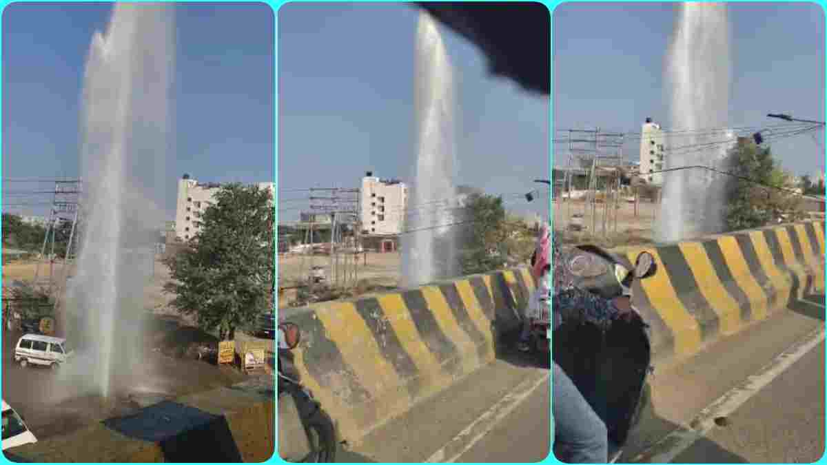ट्रक की एक टक्कर से सड़क पर फूटा पानी का गुबार, हजारों लीटर पानी स्वाहा, कई फीट ऊंची उठी लहरें