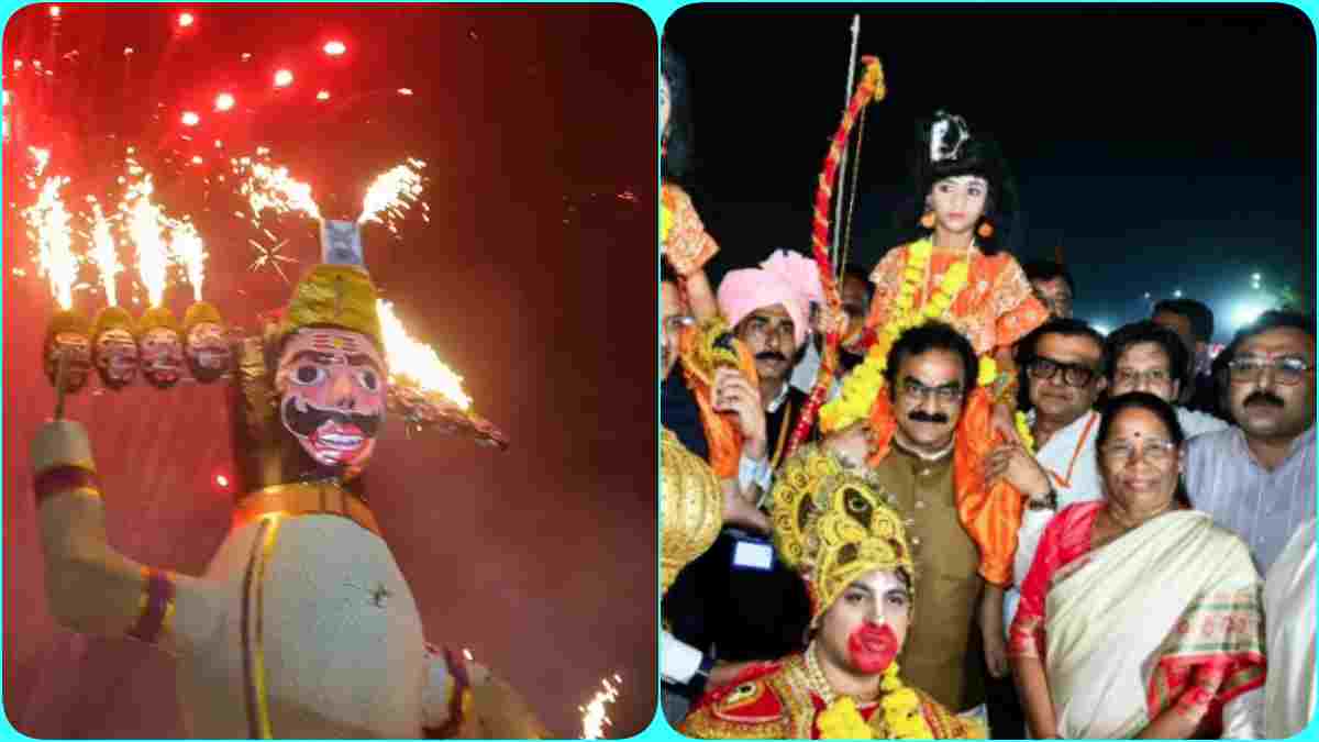 जबलपुर में दशहरे से पहले हुआ रावण दहन, भव्यता के साथ मनाया गया 74 वां पंजाबी दशहरा महोत्सव, राम को कंधे पर बैठाकर पहुंचे PWD मंत्री