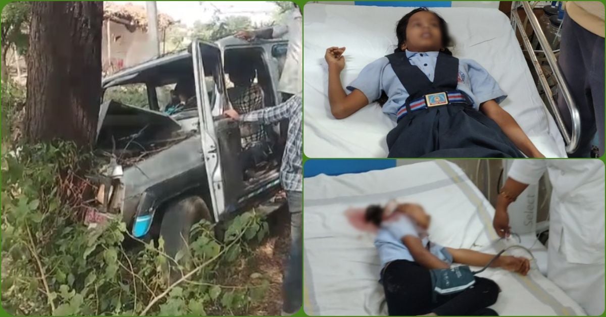 मंदसौर में सड़क से उतरकर पेड़ से टकराई स्कूल वाहन, 7 बच्चे घायल; अस्पताल में भर्ती