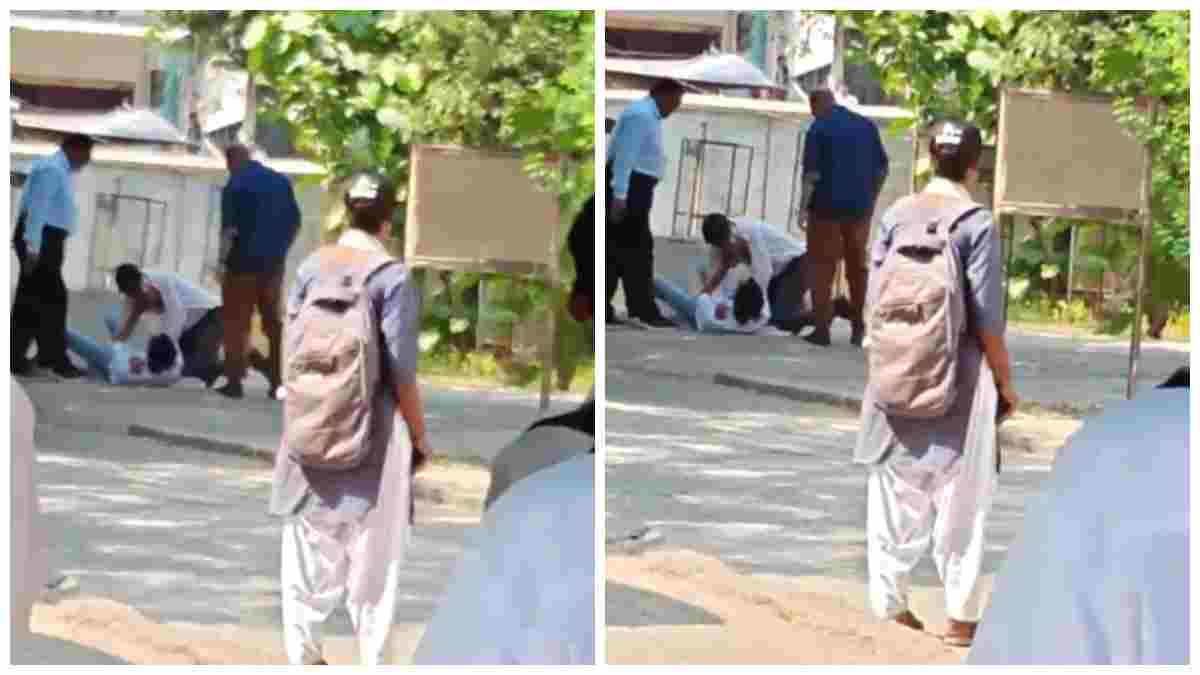 शिक्षक की गुंडागर्दी! कॉलेज के गेट पर छात्र को लात-घूंसों से पीटा, Video वायरल