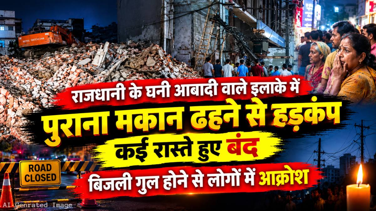 राजधानी के घनी आबादी वाले इलाके में पुराना मकान ढहने से हड़कंप, कई रास्ते हुए बंद, बिजली गुल होने से लोगों में आक्रोश