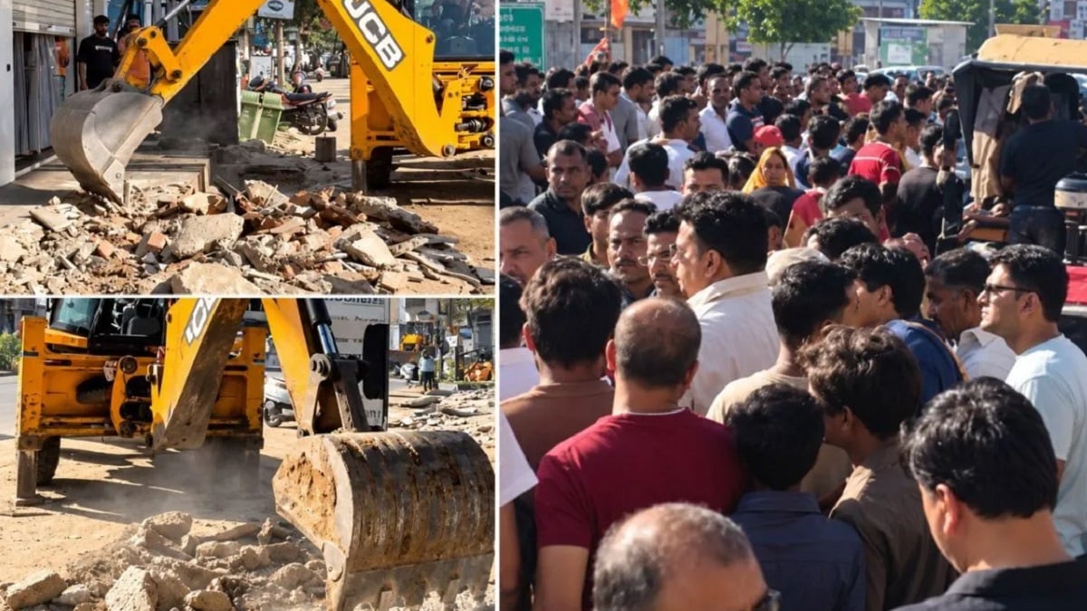 100 फीट की सड़क कहीं 40 तो कहीं 60 फीट रह गई, अब JDA ने 260 निर्माणों पर चलाया बुलडोजर
